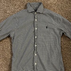 Men’s Ralph Lauren Tan and Black Checkered Button Down (Slim Fit Medium)